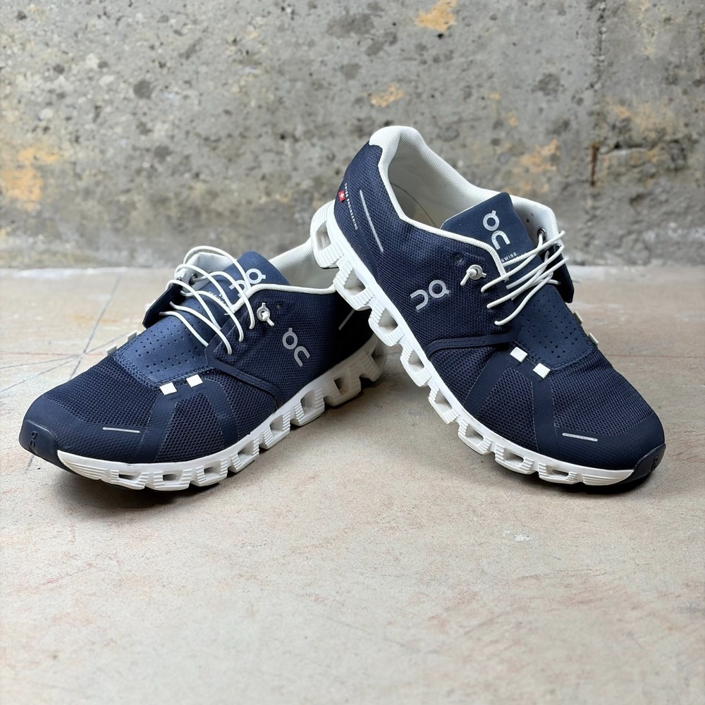 On Cloud 5 59.98916 Mens Sneakers 9.5 Midnight Navy White Athletic Running Shoes